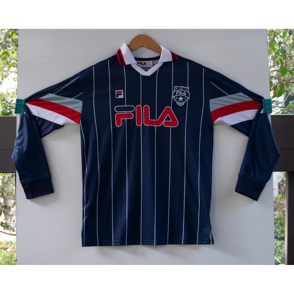 Fila‎ Soccer Goalie Jersey Striped Shirt Women's Navy Size XS